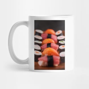 Variety of sushi freshly prepared Mug